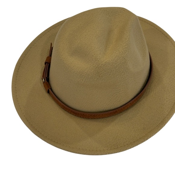 Shein Brown Felt Hat Womens Tan Khaki Fedora Belt Boho Chic Belt - Picture 2 of 7